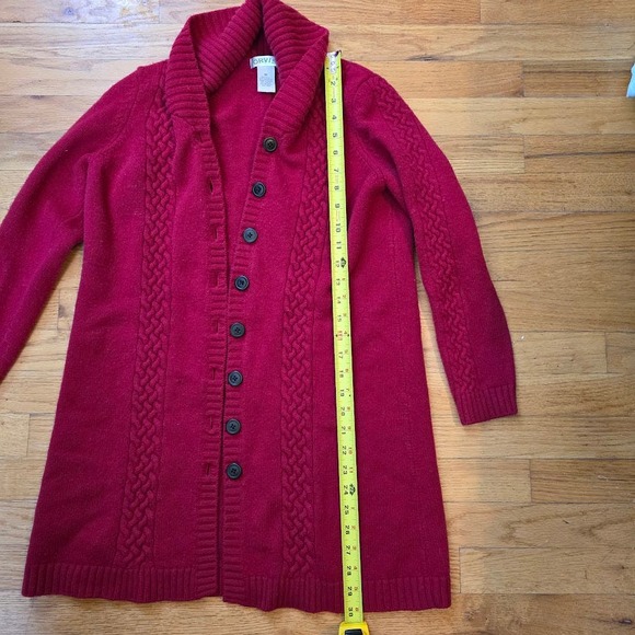 Orvis Long Sleeve Cardigan Sweater Women M Cashmere Wool Red Button Up Knitted - Picture 4 of 6